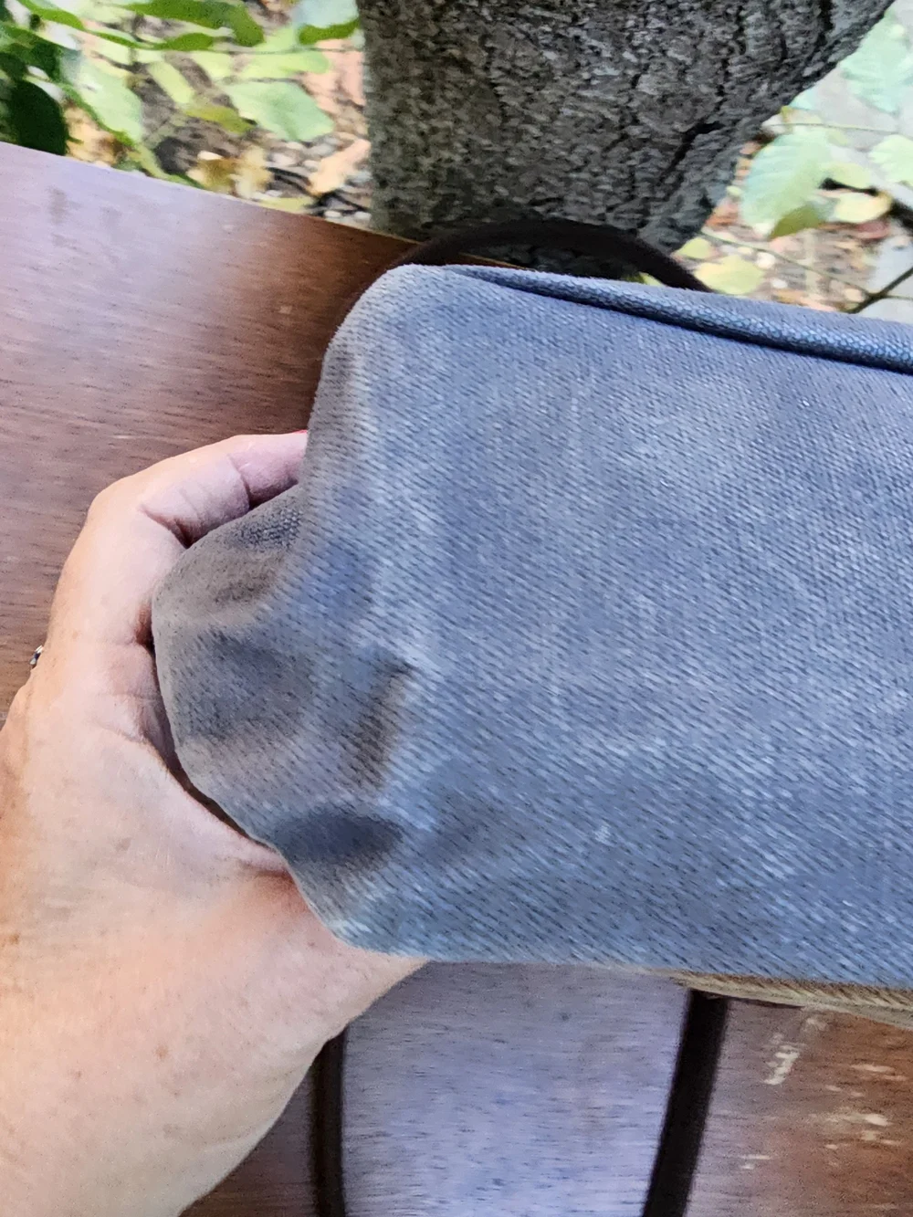Vintage Waxed Canvas Tote Bag Two Tone Grey Brown Utility Work Shoulder Handbag